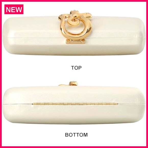 Formal Evening Clutch with Detachable Strap, Snake Clasp, Synthetic Leather
